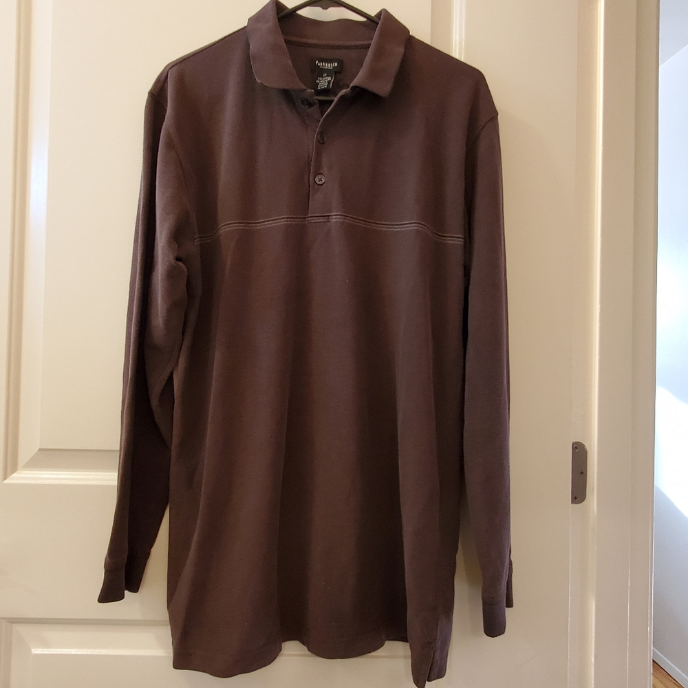 VanHeusen Large Tall Long Sleeve Polo Shirt